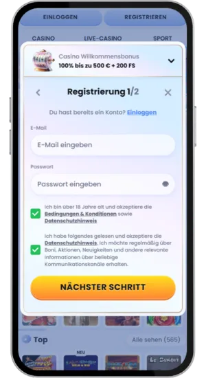Schritt 1: Registrierung